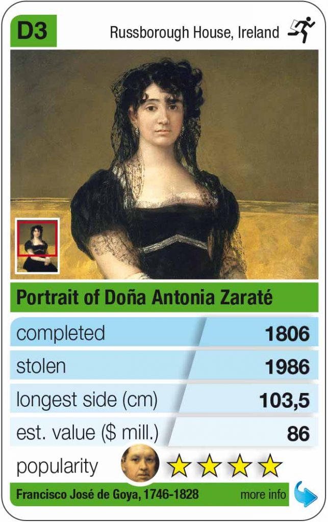 playing card D3 Goya Portrait of Doña Antonia Zárate (1806