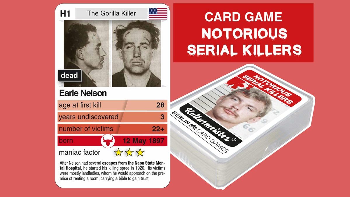 cardgame Notorious Serial Killers: playing card H1 with facts about serial killer Earle Nelson
