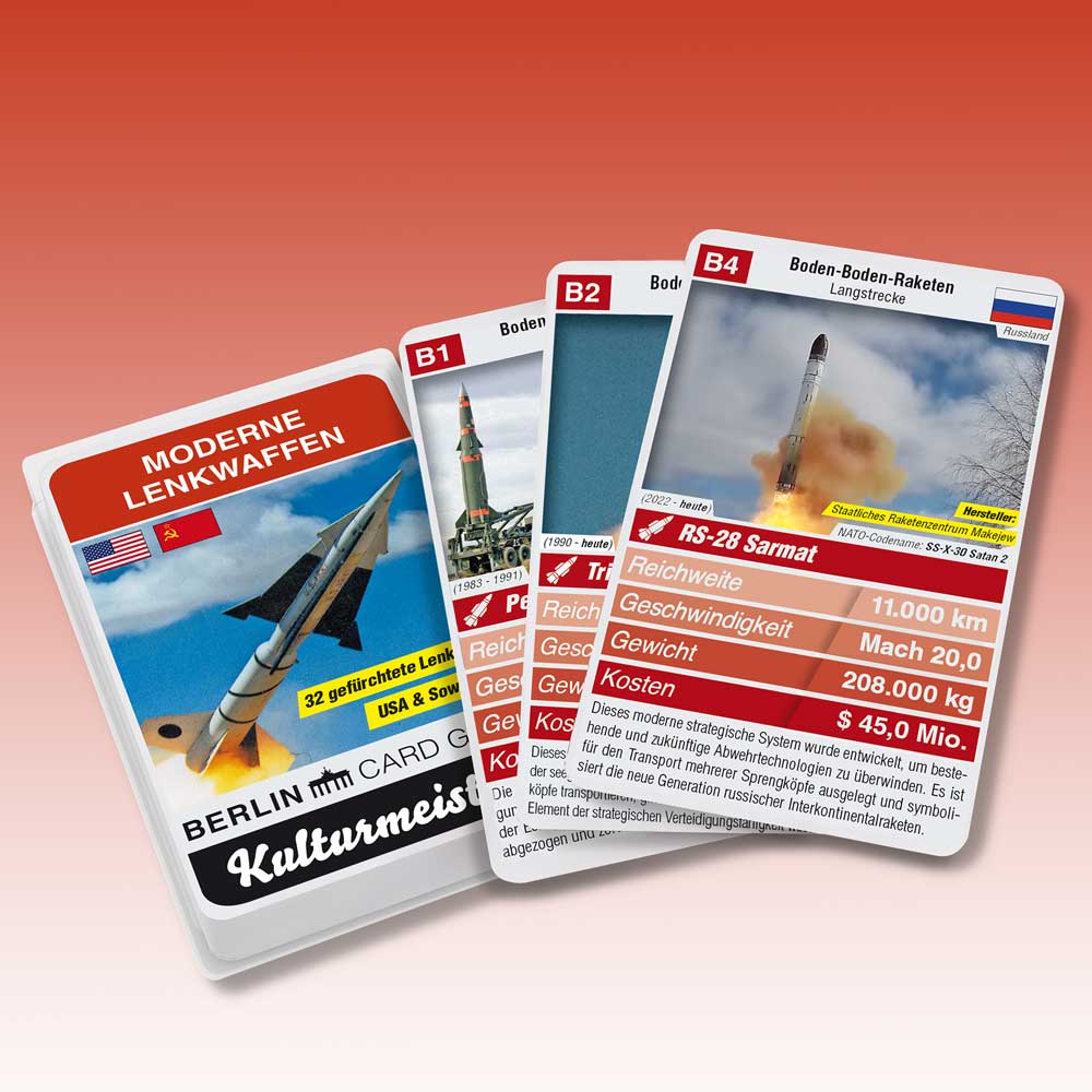 Quartett Kartenspiel Moderne Lenkwaffen mit Einzelkarten